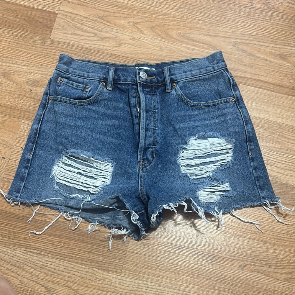 PacSun Ultra High Rise Vintage Shorts‎ Women 28 Blue Distressed Denim